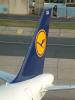 Lufthansa crane on the empennage of Airbus A300-200