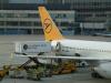 Gepäck wird aus einem Flugzeug der Condor entladen. Gleichzeitig hat ein Wagen der Lufthansa Service SKY Chefs angedockt und füllt wahrscheinlich die Essensbestände an Bord auf.