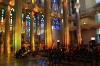 Light coming through the colorful windows of the basilica