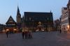 The market square of Quedlinburg shortly after sunset