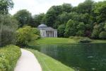 Pantheon building and the dam in the Stourhead Gardens