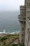 View from the terrace of St Michael's Mount castle down to the subtropical gardens on the seashore