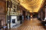 Long Gallery with gilded wooden ceiling in Hatfield House