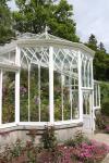 Victorian glasshouses and the conservatory in the gardens of Balmoral Castle
