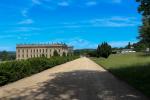 The baroque palace of Chatsworth House is surrounded by an extensive garden