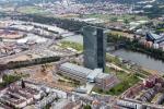 View from a helicopter over Frankfurt: European Central Bank (ECB).