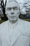Leonid Brezhnev statue shown in the garden around Tretyakov Gallery