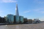 View "The Shard" from a boat on River Thames