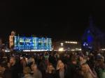 City hall and main market square during "Blue Night" 2017. On this day some of the buildings are illuminated with video installations.