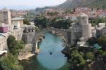 Stari Most (Old Bridge) seen from the top of the minaret of Koski Mehmed Pasha Mosque or Karađoz Bey Mosque in Mostar