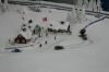 Einwohner des Miniaturwunderlandes im tiefen Schnee